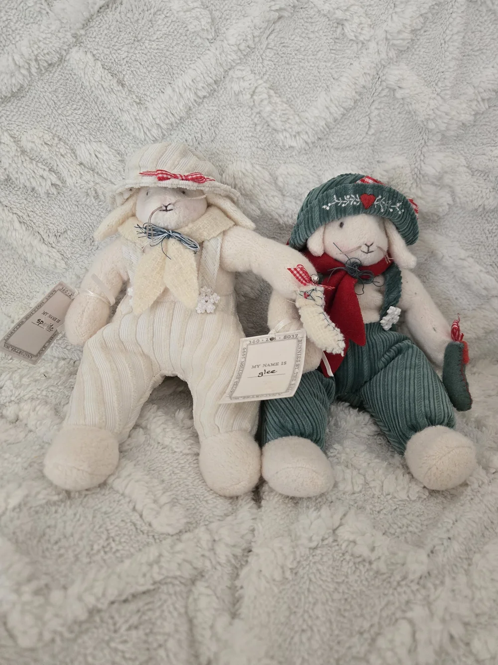 Bunnies By The Bay Plush Lamb Pair Holiday Stuffed Rabbit Cottagecore Decor
